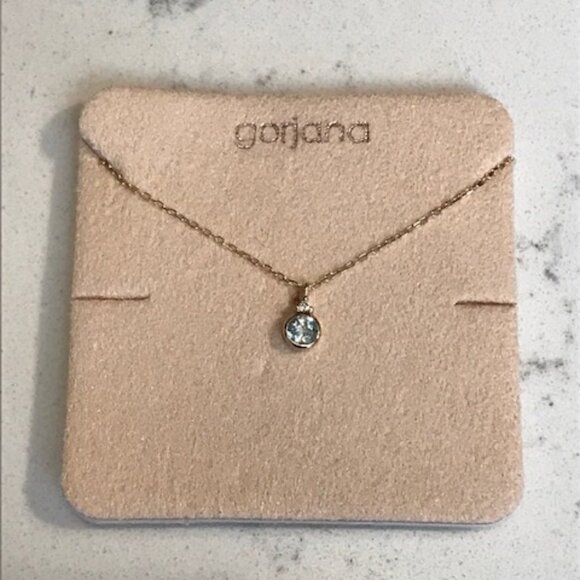 Gorjana 14K Aquamarine and Diamond Birthstone Necklace - Picture 1 of 7